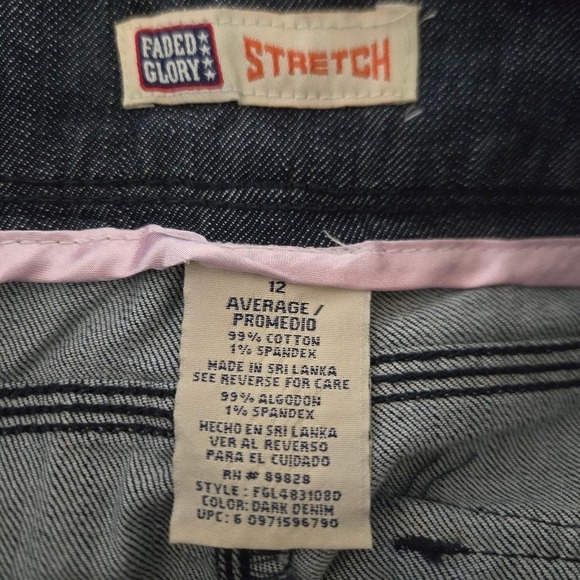 Y2K Wide Leg Dark Wash Skater Jeans Stretch Baggy Womens 12 Faded Glory - Picture 4 of 6